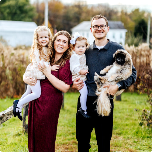 Justin and his wife Katie. They have 2 little girls, Hazel and Holly, and Holly is the reason PumpKin was started.